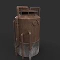 Industrial Factory Featuring Rusty Metal Tank Pipes Valves and Structure