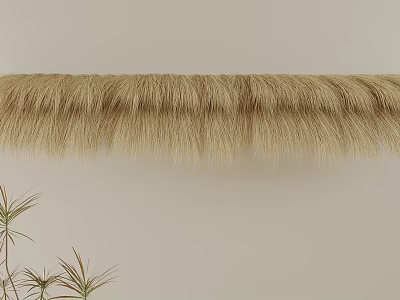 Furry Light Beige Wall Decor Trim With Hanging Tassels And Potted Plant 3d model