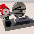 Industrial Cutting Machine With Large Circular Saw Blade Red Motor And Black Base