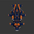 Futuristic Blue And Orange Sci Fi Spaceship Model With Detailed Aerodynamic Design