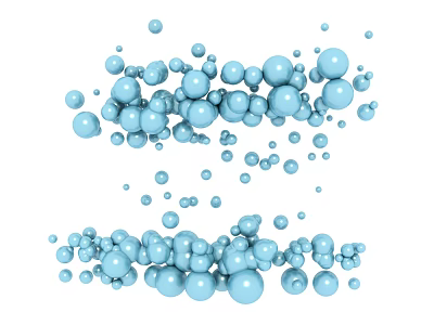 Elegant Water Fountain With Blue Bubbles And Flowing Water Droplets 3d model