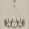 Classic Black and Gold Candle Style Chandelier with Geometric Metal Frame Design