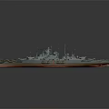 Detailed Military Battleship Model Featuring Intricate Turret And Deck Structure