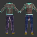 Cute Animal Wearing Red Argyle Sweater And Blue Jeans Outfit