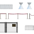 Various Safety Barriers Including Curtains Cones Red Ropes And Metal Fencing