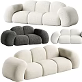 Modern Double Sofa With Round Armrests Soft Fabric And Neutral Colors 3d model