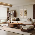 Modern Minimalist Living Room Interior Design With Sofa Coffee Table And Decorative Paintings
