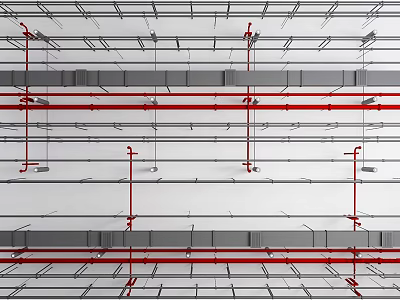 Ceiling Structural Framework With Metal Support Beams And Installation Details 3d model