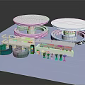 Laboratory Interior Workbench With Circular Platforms Petri Dishes And Blue Lighting Equipment