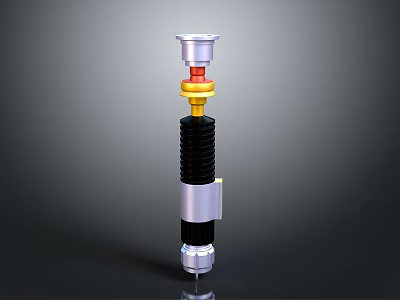 Automotive Shock Absorber With Silver Top Yellow Component Black Spring And Bottom Connector 3d model