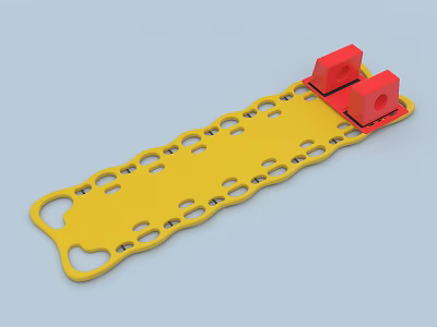Yellow Elongated Orthopedic Medical Device With Perforated Surface And Red Components 3d model