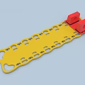 Yellow Elongated Orthopedic Medical Device With Perforated Surface And Red Components