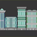 Modern Multi Story Building Design With Glass Facade Green Blue Exterior And Skylight Roof
