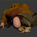 Man Carrying Lamb Holding Stick Wearing Brown Cloak And Blue Pants