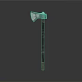 Detailed Metal Head Axe With Polished Wooden Handle And Textured Grip
