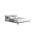 Modern Minimalist Double Bed With Metal Frame And Gray White Bedding 3d model