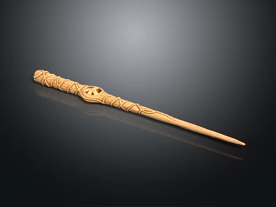 Elegant Handcrafted Wooden Hairpin With Intricate Carved Patterns For Daily Use 3d model