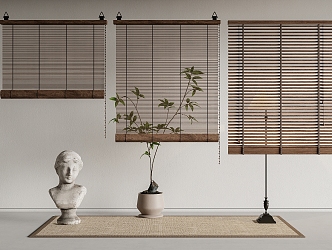 New Chinese Bamboo Curtain Roller Curtain 3d model