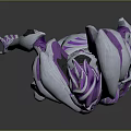 Futuristic Game Movie Character With Purple White Biomechanical Armor Patterned Design And Female Figure