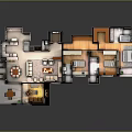 3D House Floor Plan With Detailed Room Layout And Furniture Arrangement