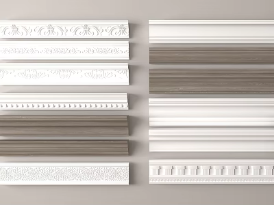 Various Styles Decorative Moldings With Ornamental Patterns And Wooden White Designs 3d model
