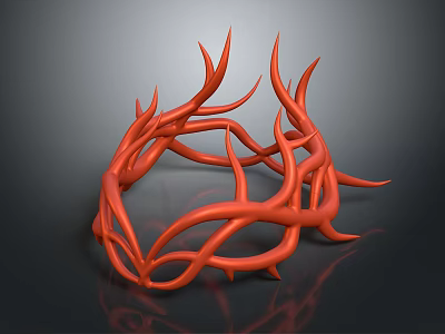 Unique Red Thorn Crown Headpiece Fashion Accessory for Stylish Outfits 3d model