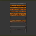 Leisure Chair Featuring Wooden Slats Seat Backrest And Metal Frame With Curved Armrests