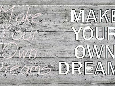 Pink And White Decorative Lights With Inspiring Word Design On Wooden Background Creating Inspiring Decor 3d model