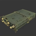 Green Military Weapon With Worn Surface Bloodstains And Metal Control Knobs