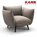 Taupe Fabric Accent Chair With Large Plush Cushions And Black Tapered Legs