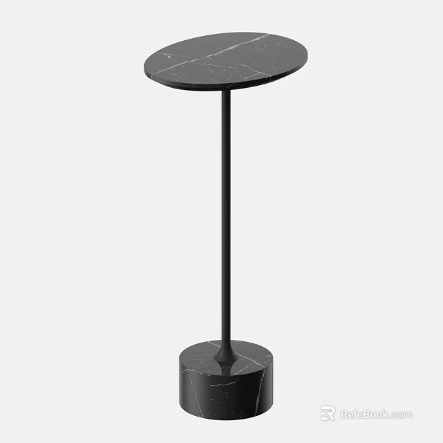 Modern Round Dining Table With Marble Tabletop And Black Stand Design 3d model 
