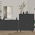 Modern Black Wood Grain Entrance Cabinet Sideboard Cabinet Balcony Cabinet Storage Cabinet Entrance Cabinet 3d model