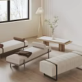 Flannel Bed End Stool Sofa Stool Pedal Shoe Changing Stool 3d model