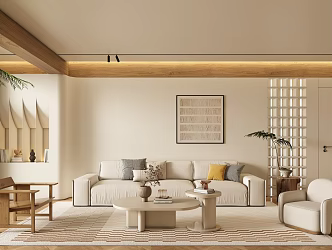 Cream wind living room 3d model
