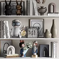 Decorative Ornament Set With Rabbit Figurines Robot Statue Vases Frames Books And Arch Decor