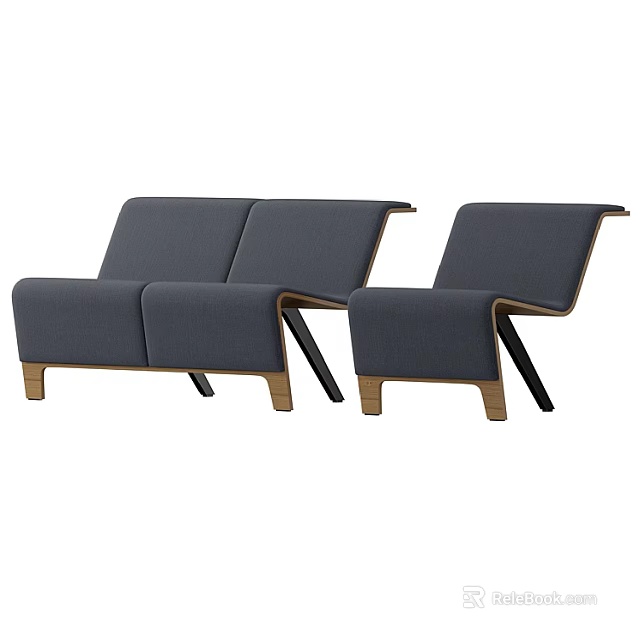 Comfortable Dark Gray Single Sofa With Wooden Frame And Modern Design 3d model 