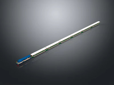 Modern High Speed Train With White Carriages Blue Front And Streamlined Design On Dark Background 3d model