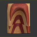 Artisan Crafted Wood And Stone Decorative Block With Layered Red And Natural Tones