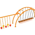 Orange Frame Playground Swing With Colorful Heart Shaped Decorations For Kids