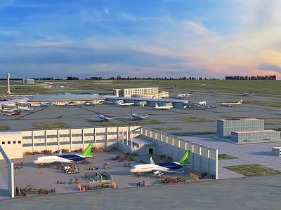 Bird's Eye View Planning of Airport Infrastructure with Terminal Runways and Parked Aircraft 3d model