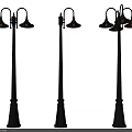 Outdoor Pole Lights With Classic Design And Multiple Decorative Lampshades For Exterior Lighting