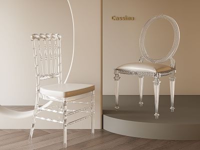 French Transparent Acrylic Dining Chair Single Chair Banquet Hall Acrylic Dining Chair Casual Acrylic Single Chair 3d model