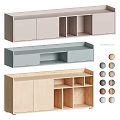 Modern Wooden And Gray Shelving Units With Multiple Color Options And Storage Compartments