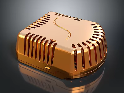 Elegant Golden Striped Household Item with Modern Curved Design for Home Use 3d model