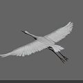 Graceful White Flying Bird with Spread Wings Against Gray Sky 3d model