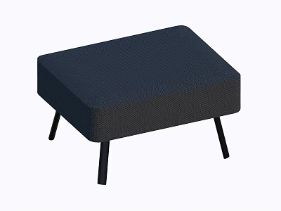 Stylish Dark Blue Textured Ottoman With Black Thin Legs Modern Design 3d model