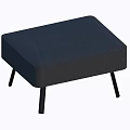Stylish Dark Blue Textured Ottoman With Black Thin Legs Modern Design