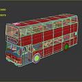 Detailed Red Double Decker Bus With Shiny Exterior And Reflective Surface