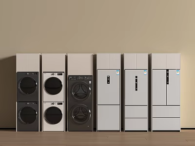 Modern Home Appliances Combination Refrigerator Washing Machine Electrical Cabinet Washer Dryer 3d model