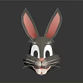 Polygonal Origami Rabbit Head With Large Pink Inner Ears White Eyes And Whiskers